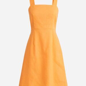 J Crew Squareneck A-line dress in stretch linen blend
